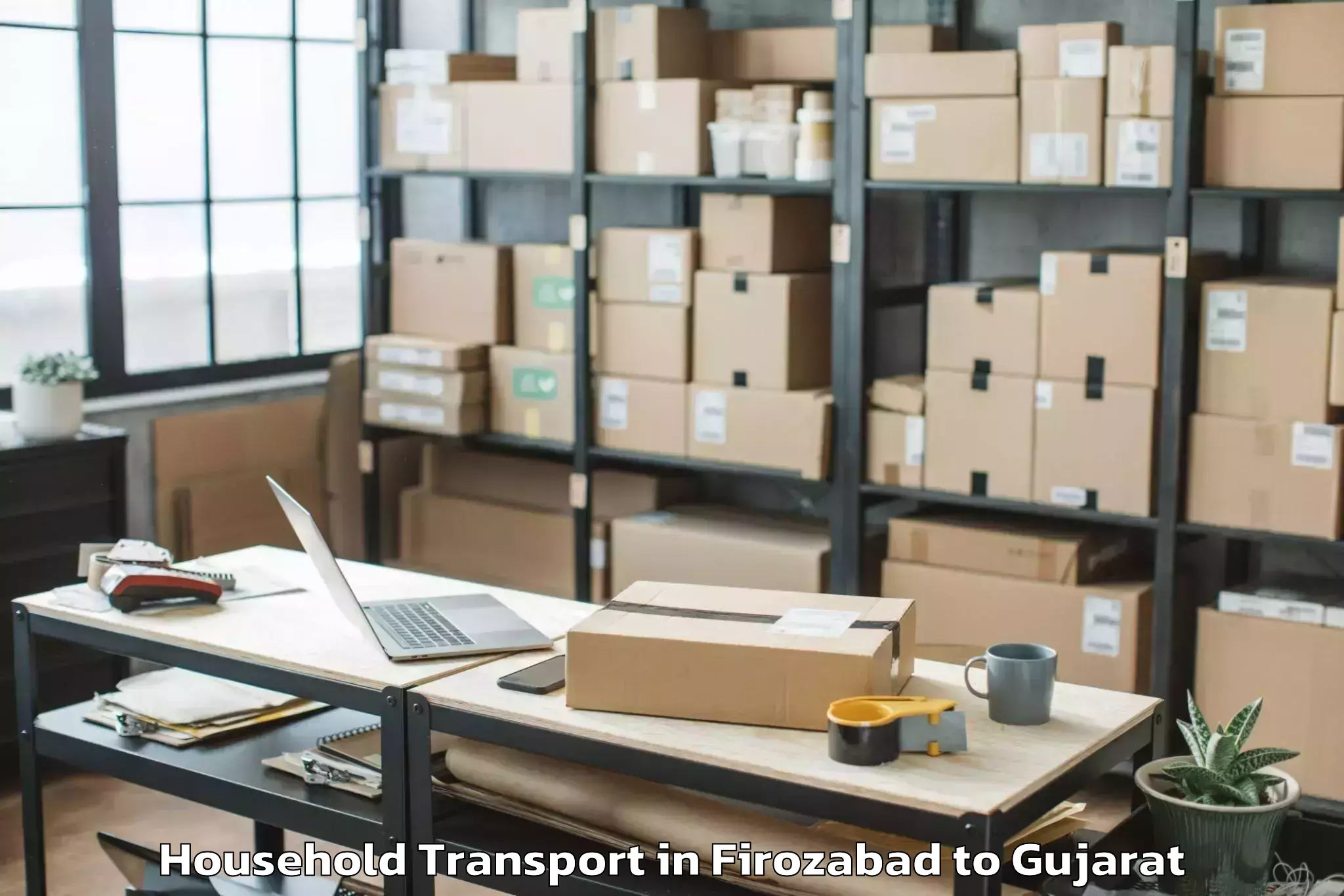 Top Firozabad to Limbdi Household Transport Available